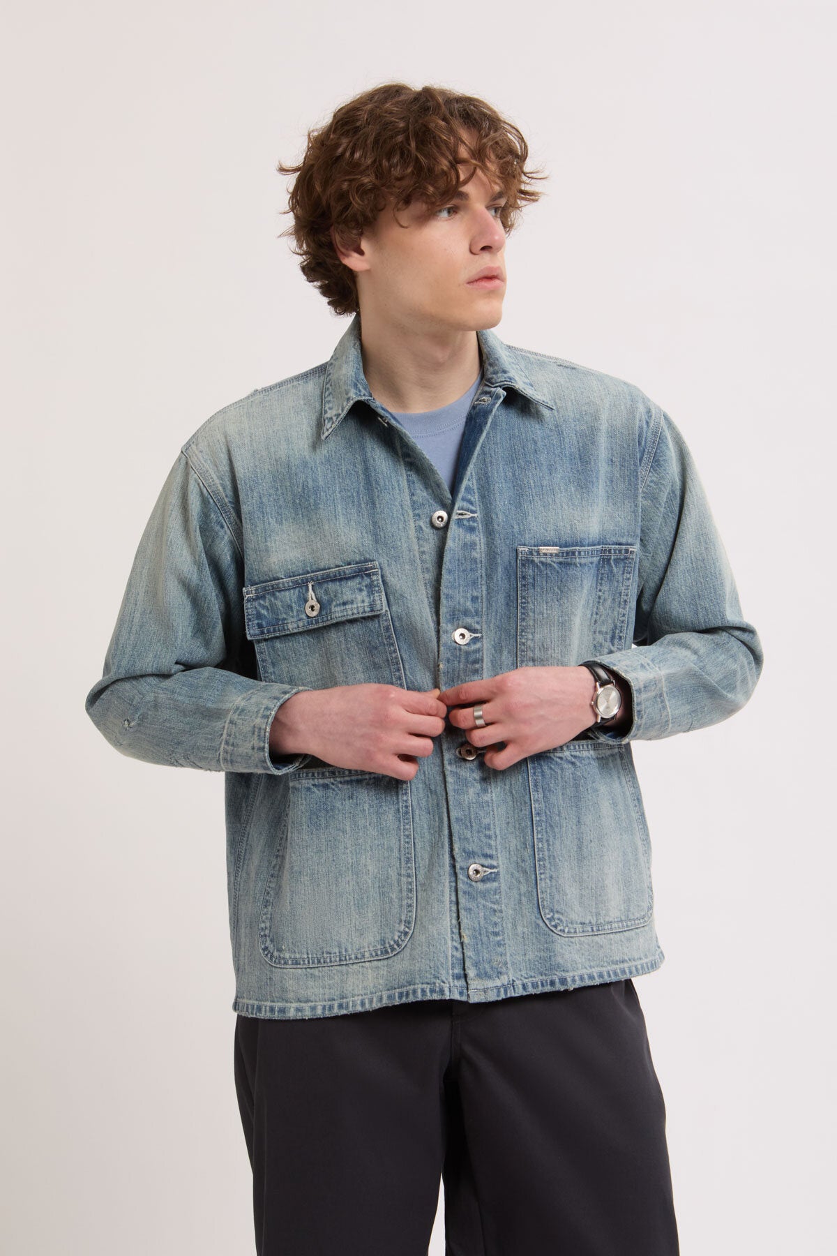 Giacca da lavoro Vintage in denim chiaro