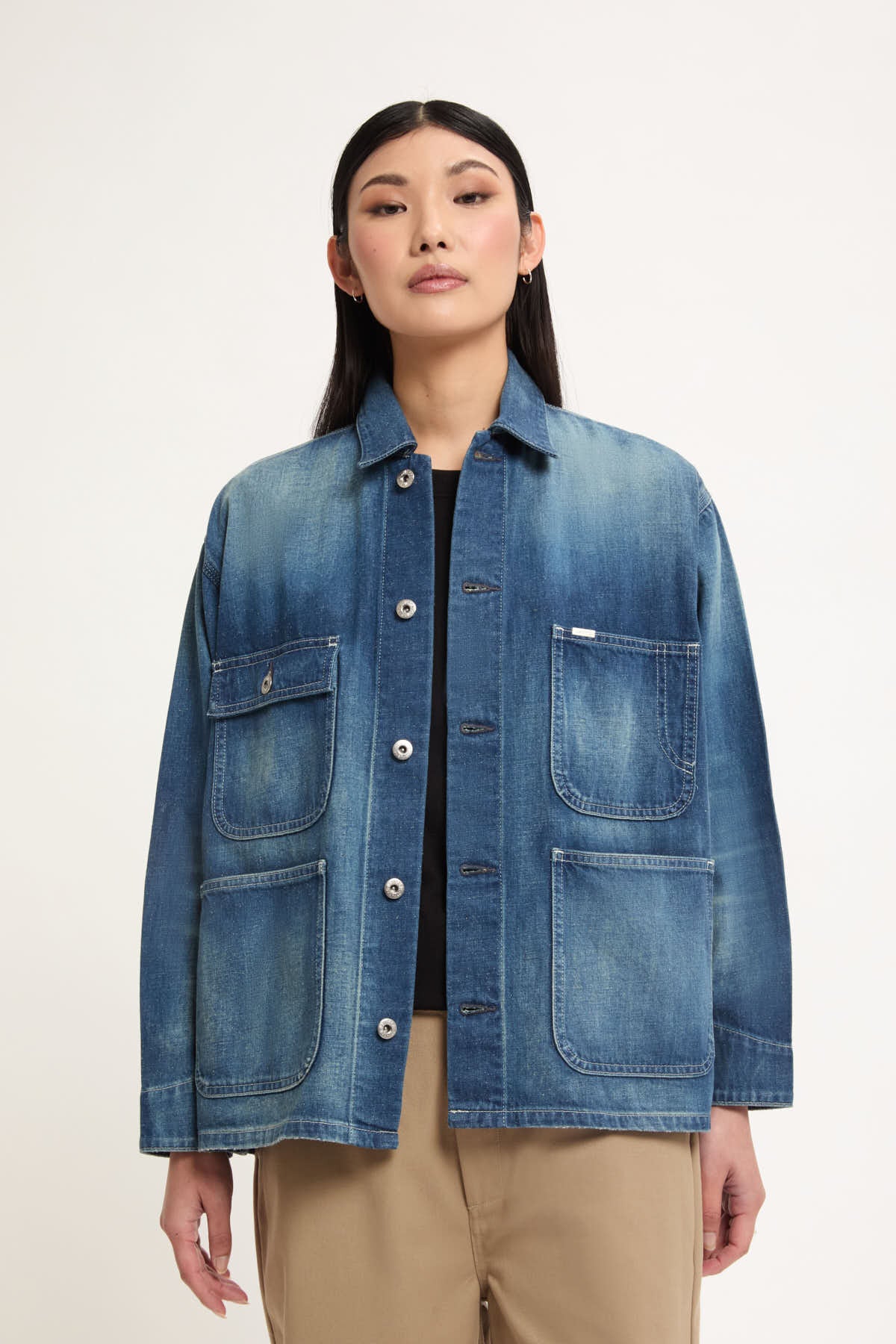 Giacca da lavoro in denim lavaggio medio