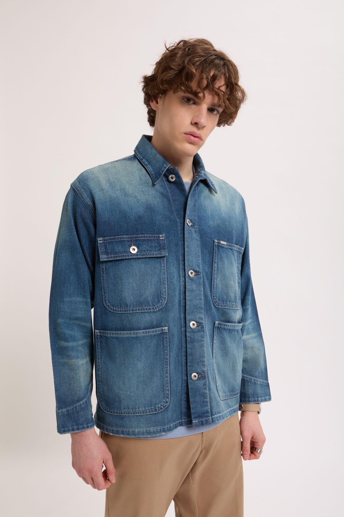 Giacca da lavoro in denim lavaggio medio