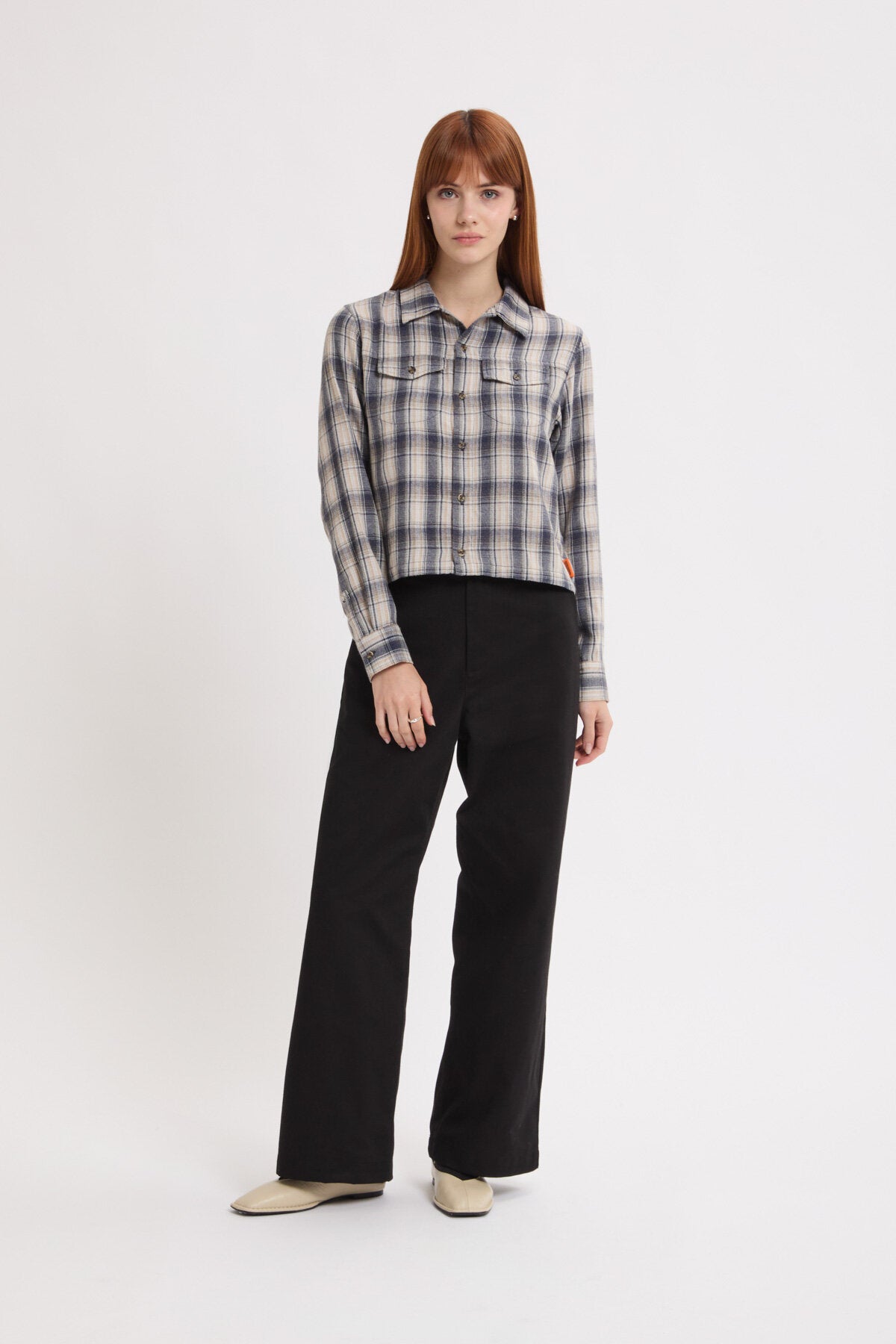 Pantaloni ampi in twill a gamba dritta