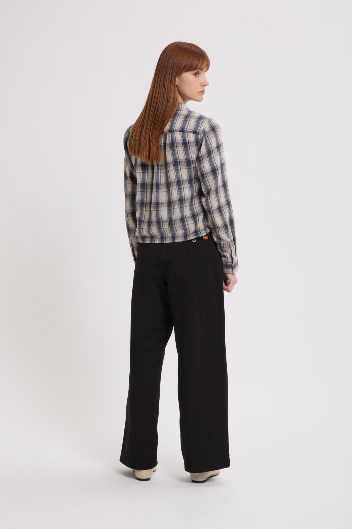 Pantaloni ampi in twill a gamba dritta