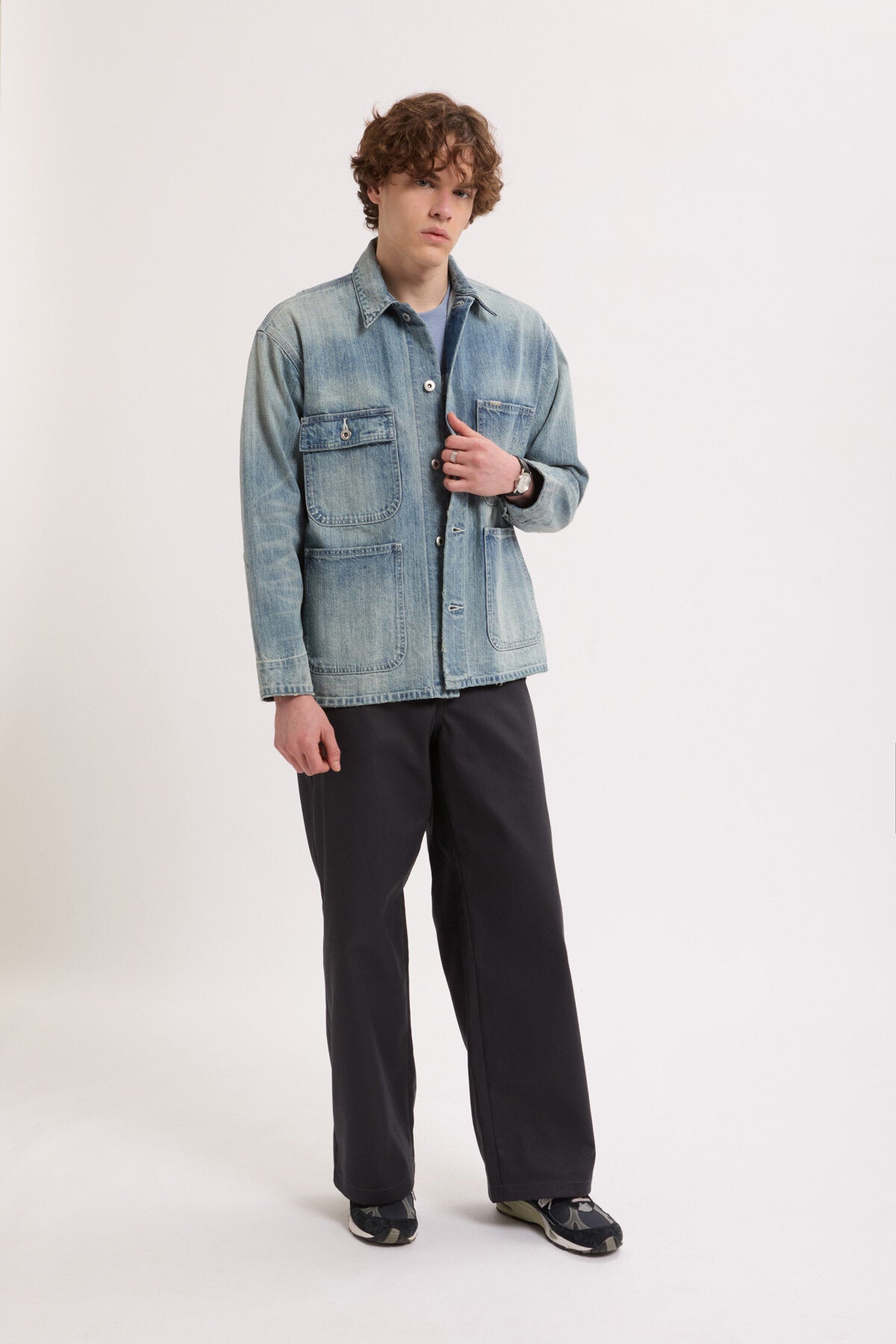 Giacca da lavoro Vintage in denim chiaro