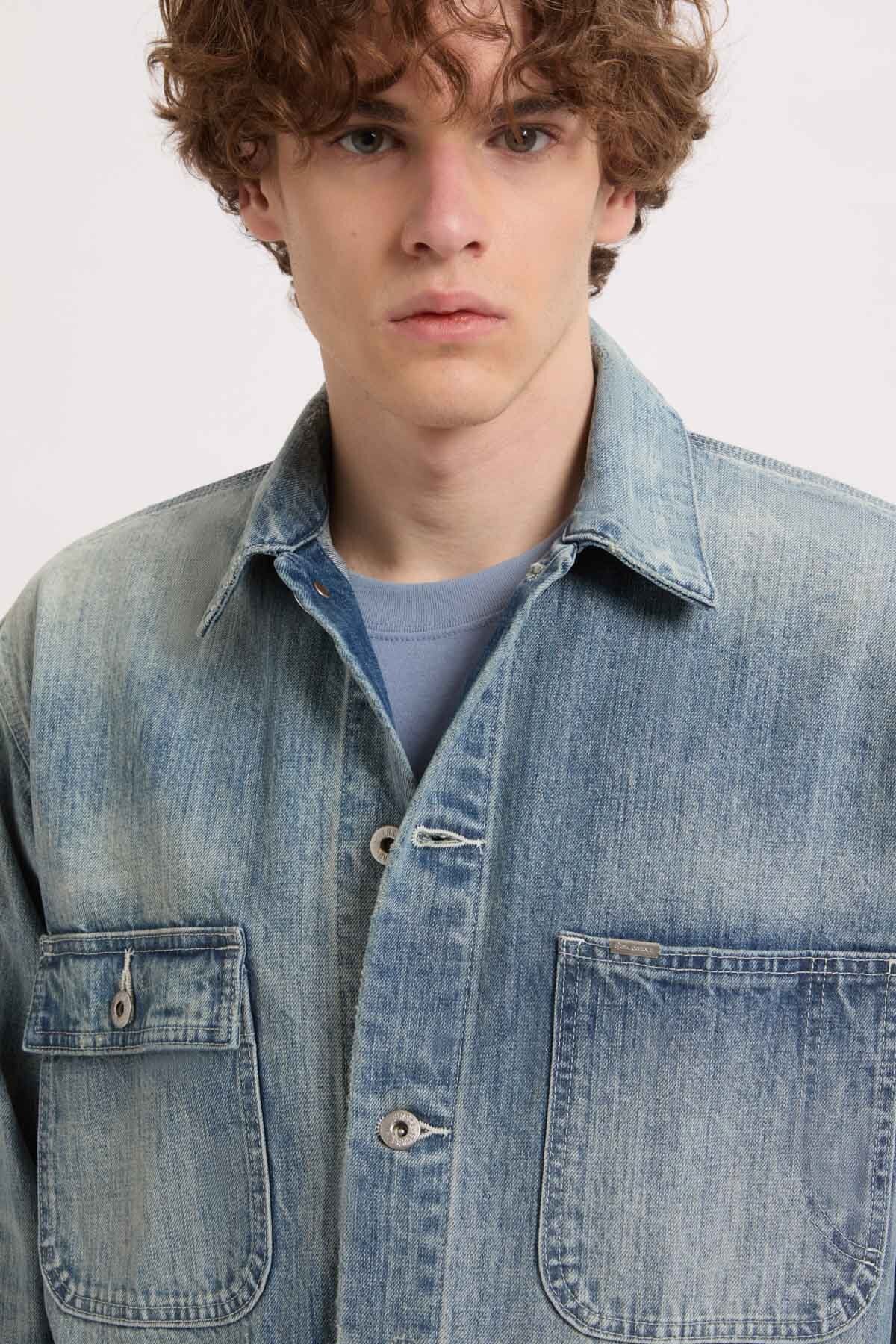 Giacca da lavoro Vintage in denim chiaro