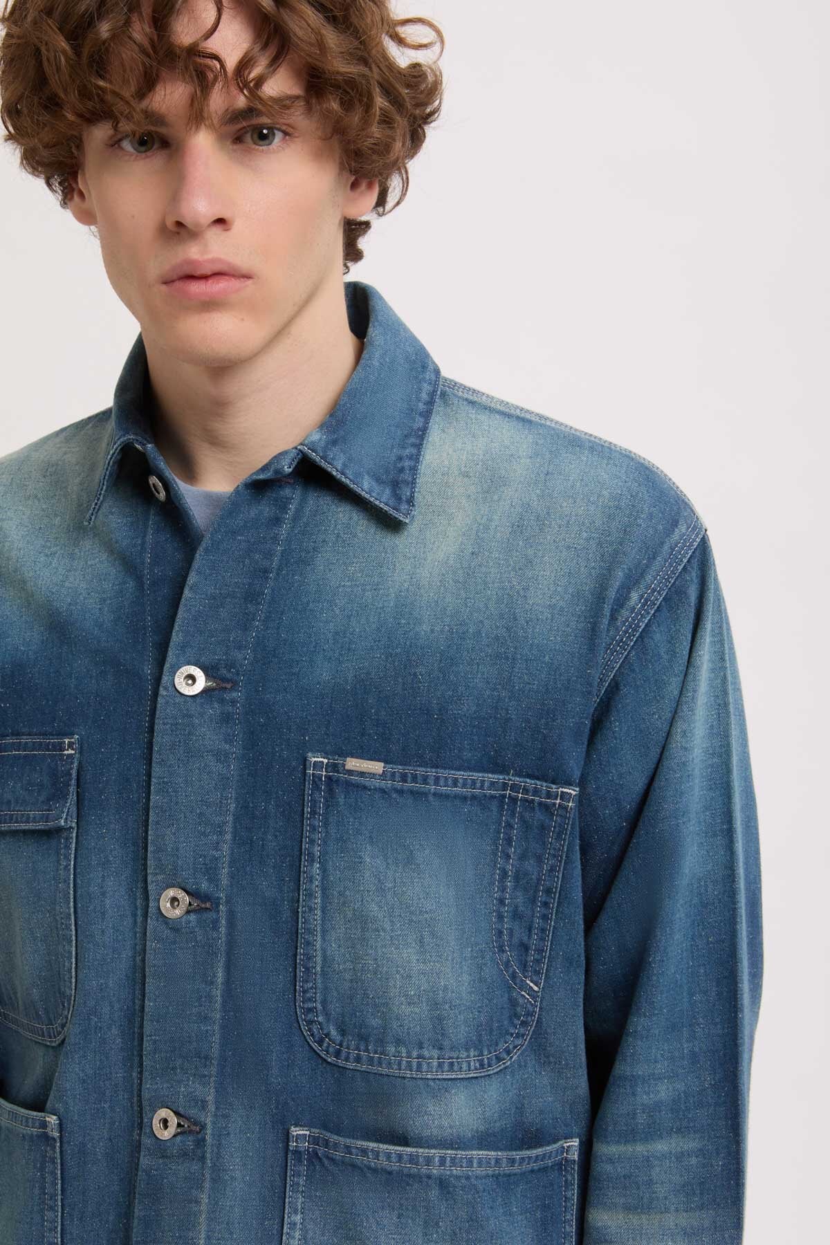 Giacca da lavoro in denim lavaggio medio